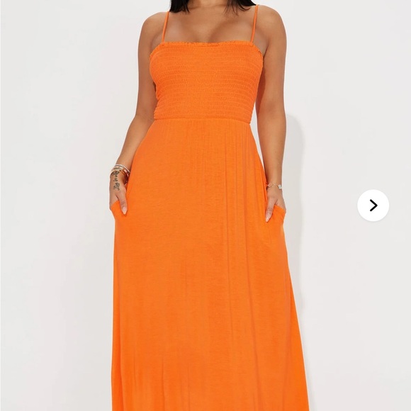 Fashion Nova Dresses & Skirts - NWT Fashion Nova Vibrant Orange Strappy Sleeveless Maxi Cottagecore style Dress